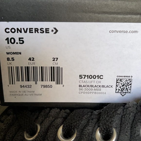 Converse Ctas Lift Platforms OX Black/Black/Black WMNS - Picture 16 of 16